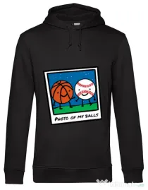 Hoodie barbat cu gluga Photo of my balls Negru