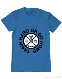 Tricou ADLER barbat Train hard or go home Albastru azuriu