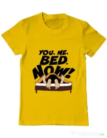 Tricou ADLER barbat You me bed now Galben
