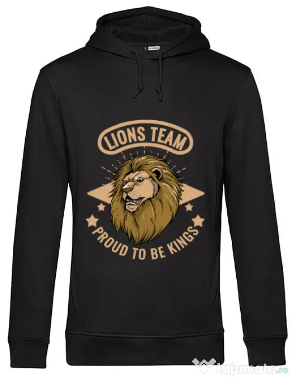 Hoodie barbat cu gluga Lions team Negru