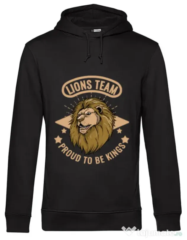 Hoodie barbat cu gluga Lions team Negru