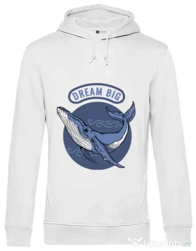 Hoodie barbat cu gluga Dream big Alb