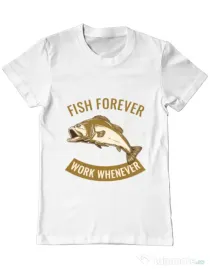 Tricou ADLER barbat Fish forever Alb