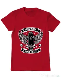 Tricou ADLER barbat Less work more skate Rosu