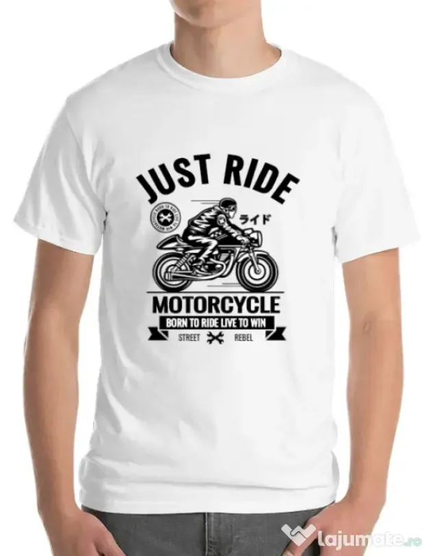 Tricou ADLER barbat Just ride Alb