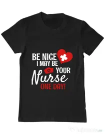 Tricou ADLER barbat I may be your nurse Negru
