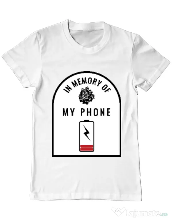 Tricou ADLER barbat In memory of my phone Alb