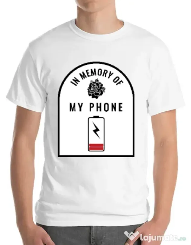 Tricou ADLER barbat In memory of my phone Alb
