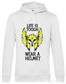 Hoodie barbat cu gluga Life is tough Alb