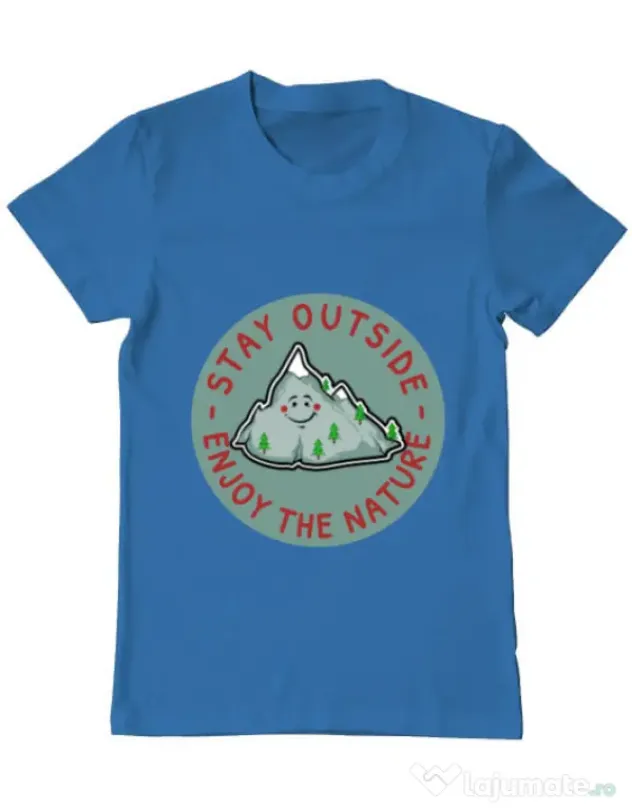 Tricou ADLER barbat Stay outside Albastru azuriu