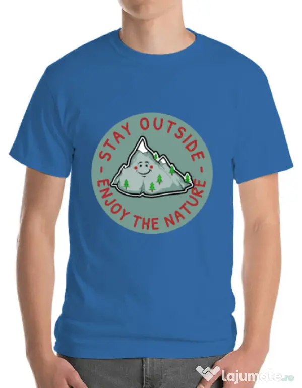 Tricou ADLER barbat Stay outside Albastru azuriu