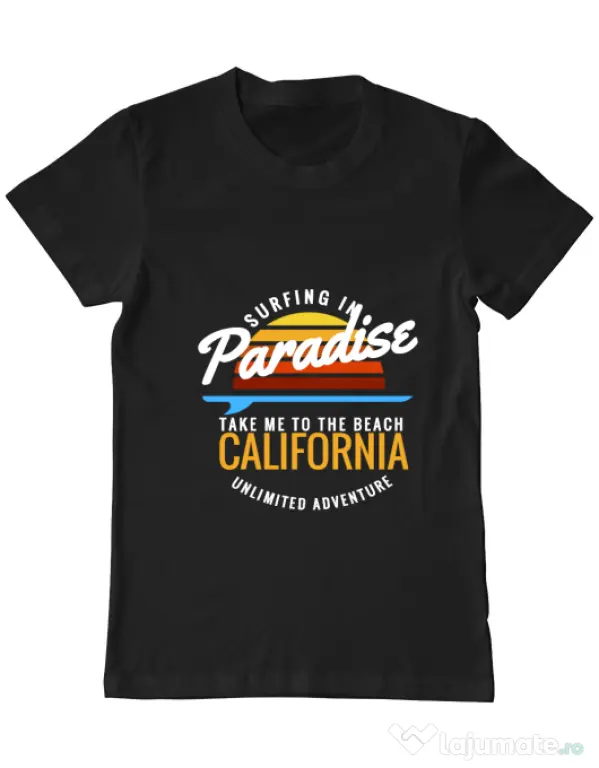 Tricou ADLER barbat Surfing in paradise Negru