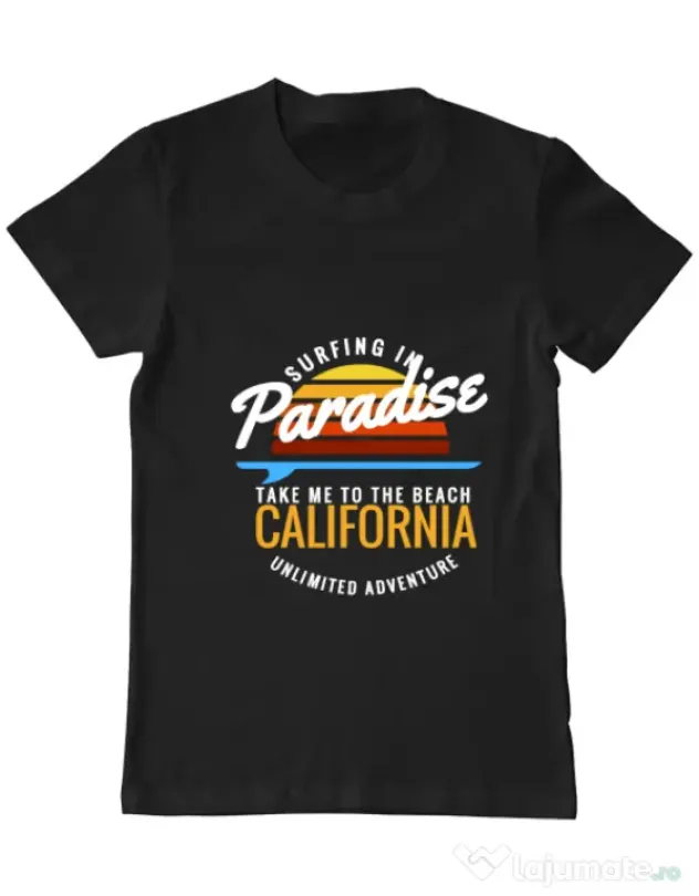 Tricou ADLER barbat Surfing in paradise Negru