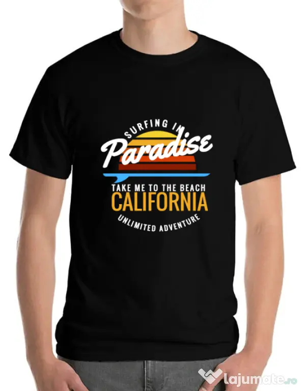 Tricou ADLER barbat Surfing in paradise Negru