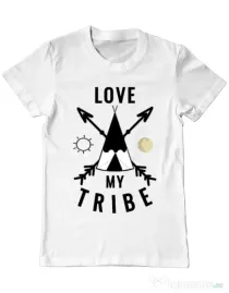 Tricou ADLER barbat Love my tribe Alb