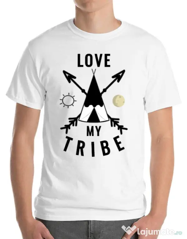 Tricou ADLER barbat Love my tribe Alb
