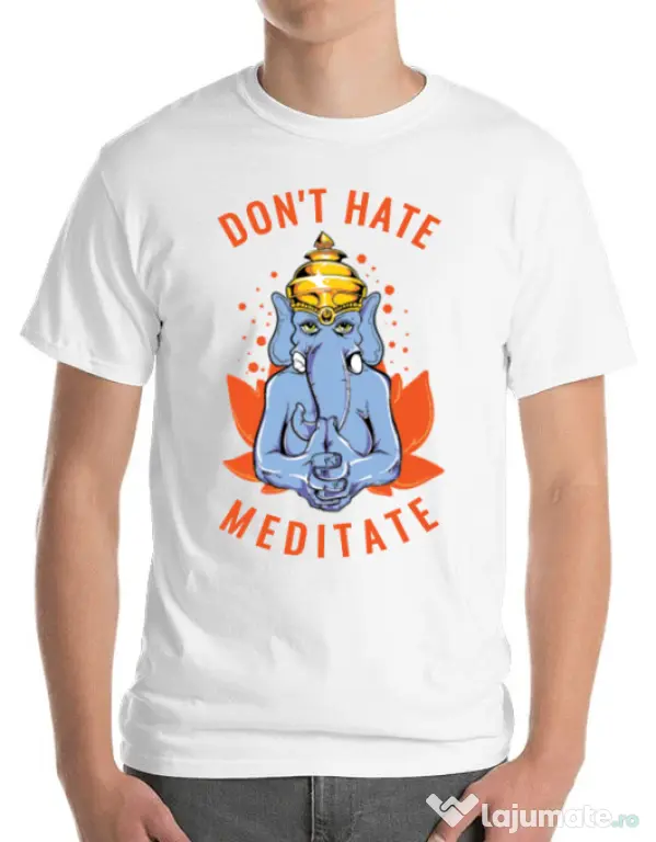 Tricou ADLER barbat Don’t hate Alb