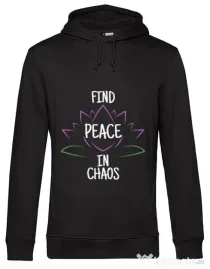 Hoodie barbat cu gluga Find peace Negru