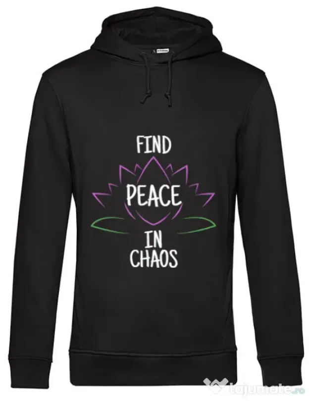 Hoodie barbat cu gluga Find peace Negru