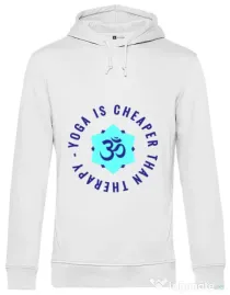 Hoodie barbat cu gluga Yoga is cheaper Alb