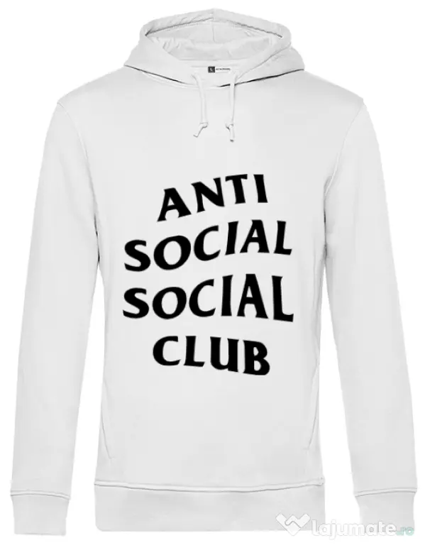 Hoodie barbat cu gluga Anti social Club Alb