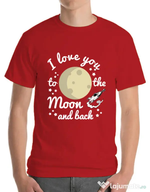 Tricou ADLER barbat To the moon and back Rosu