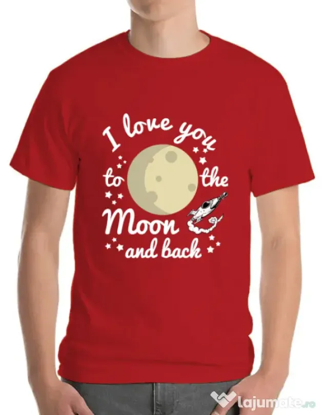 Tricou ADLER barbat To the moon and back Rosu