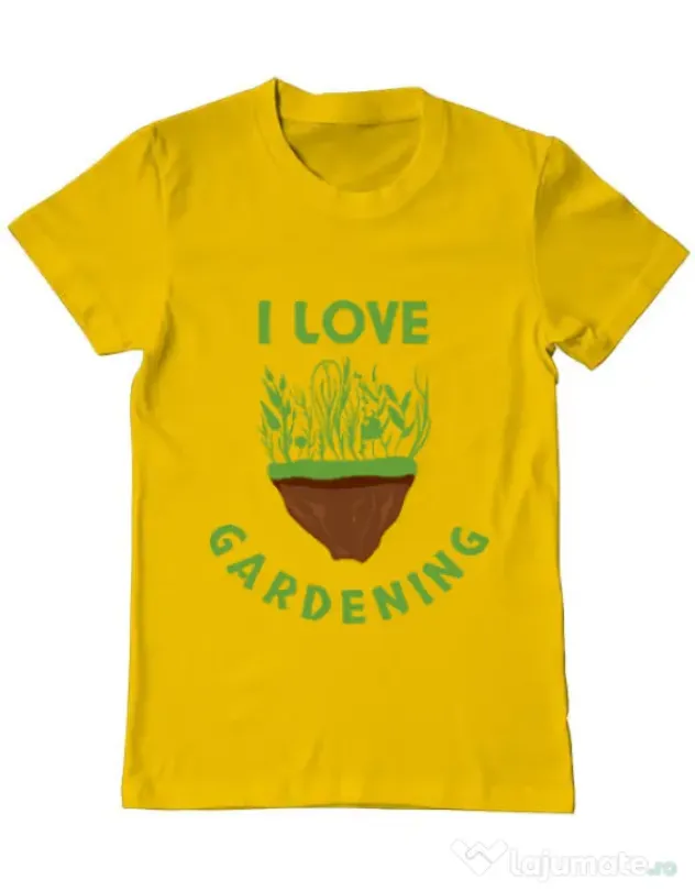 Tricou ADLER barbat I love gardening Galben