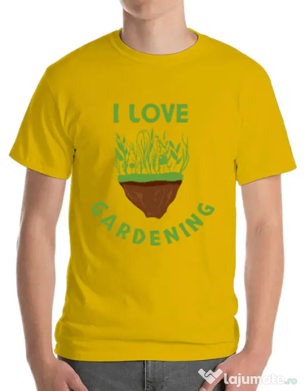 Tricou ADLER barbat I love gardening Galben