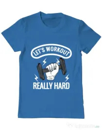 Tricou ADLER barbat Let’s workout Albastru azuriu