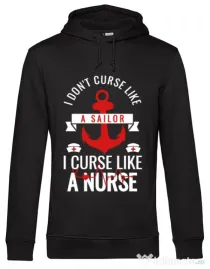 Hoodie barbat cu gluga Curse like a nurse Negru