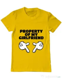 Tricou ADLER barbat Property of my girlfriend Galben
