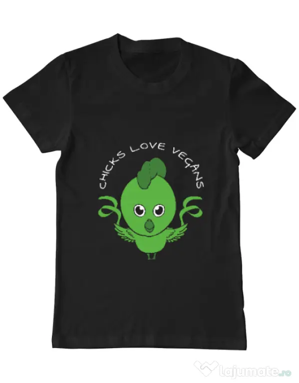 Tricou ADLER barbat Chicks love vegans Negru