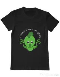 Tricou ADLER barbat Chicks love vegans Negru