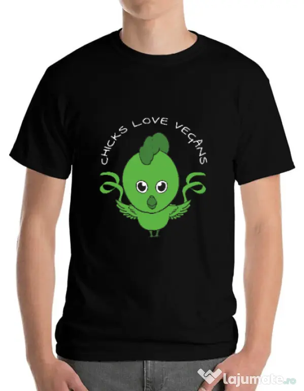 Tricou ADLER barbat Chicks love vegans Negru
