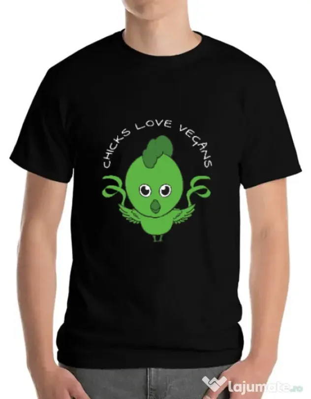Tricou ADLER barbat Chicks love vegans Negru