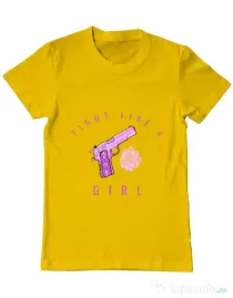 Tricou ADLER barbat Fight like a girl Galben