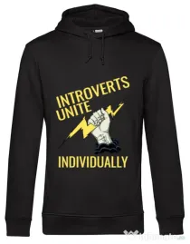 Hoodie barbat cu gluga Introverts unite Negru