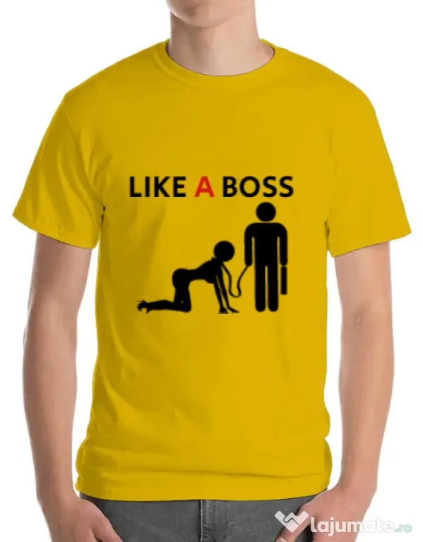 Tricou ADLER barbat Like a boss Galben
