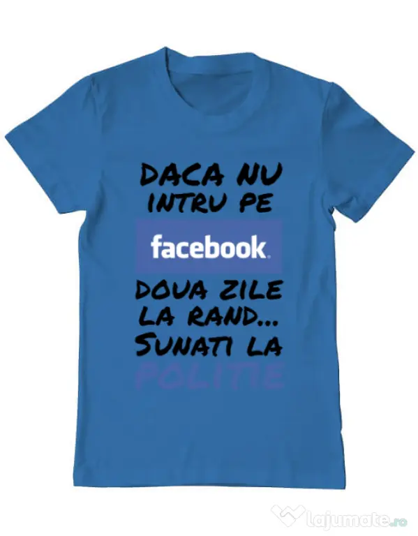 Tricou ADLER barbat Sunati la politie Albastru azuriu