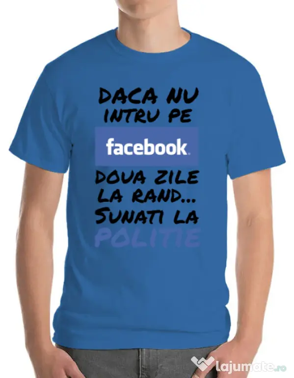 Tricou ADLER barbat Sunati la politie Albastru azuriu