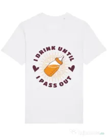 Tricou STANLEY STELLA barbat I drink until I pass out Alb