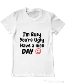 Tricou ADLER barbat I am busy Alb