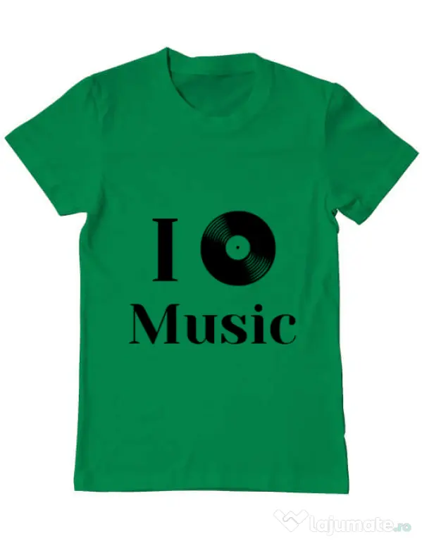 Tricou ADLER barbat I love music Verde mediu