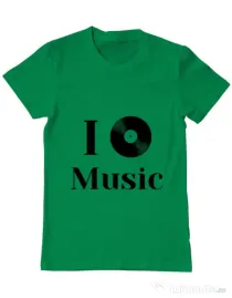 Tricou ADLER barbat I love music Verde mediu