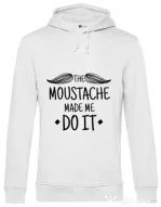 Hoodie barbat cu gluga The moustache Alb