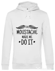Hoodie barbat cu gluga The moustache Alb