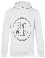 Hoodie barbat cu gluga Stay weird Alb