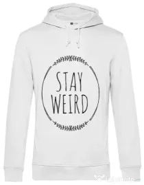 Hoodie barbat cu gluga Stay weird Alb