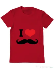 Tricou ADLER barbat I love moustaches Rosu